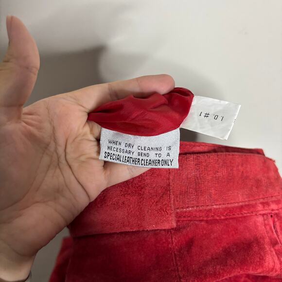 G III Leather Fashions Red Suede Leather Vintage Mini Skirt Sz 8 - Picture 5 of 10